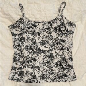 White House Black Market Fitted Black and White Camisole